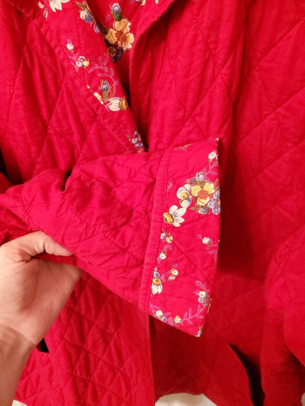Blair Red Quilted Floral Lined Jacket Coat Women's Size 3XL - Picture 3 of 6